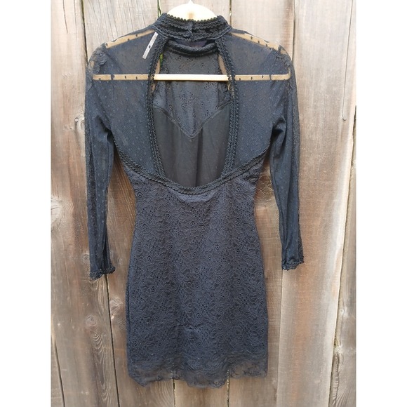 Free People Karlton Lace Cut Out Bodycon Sexy Goth Dark Dress Black‎ S - Picture 8 of 9